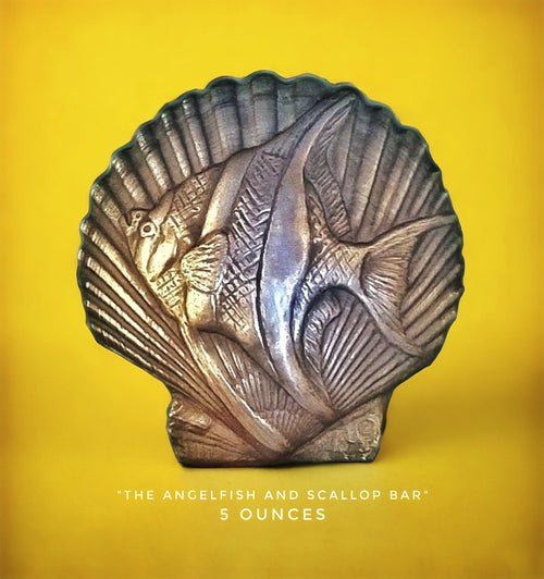 Handcrafted Angelfish and Scallop chocolate bar made in Bozeman, Montana
