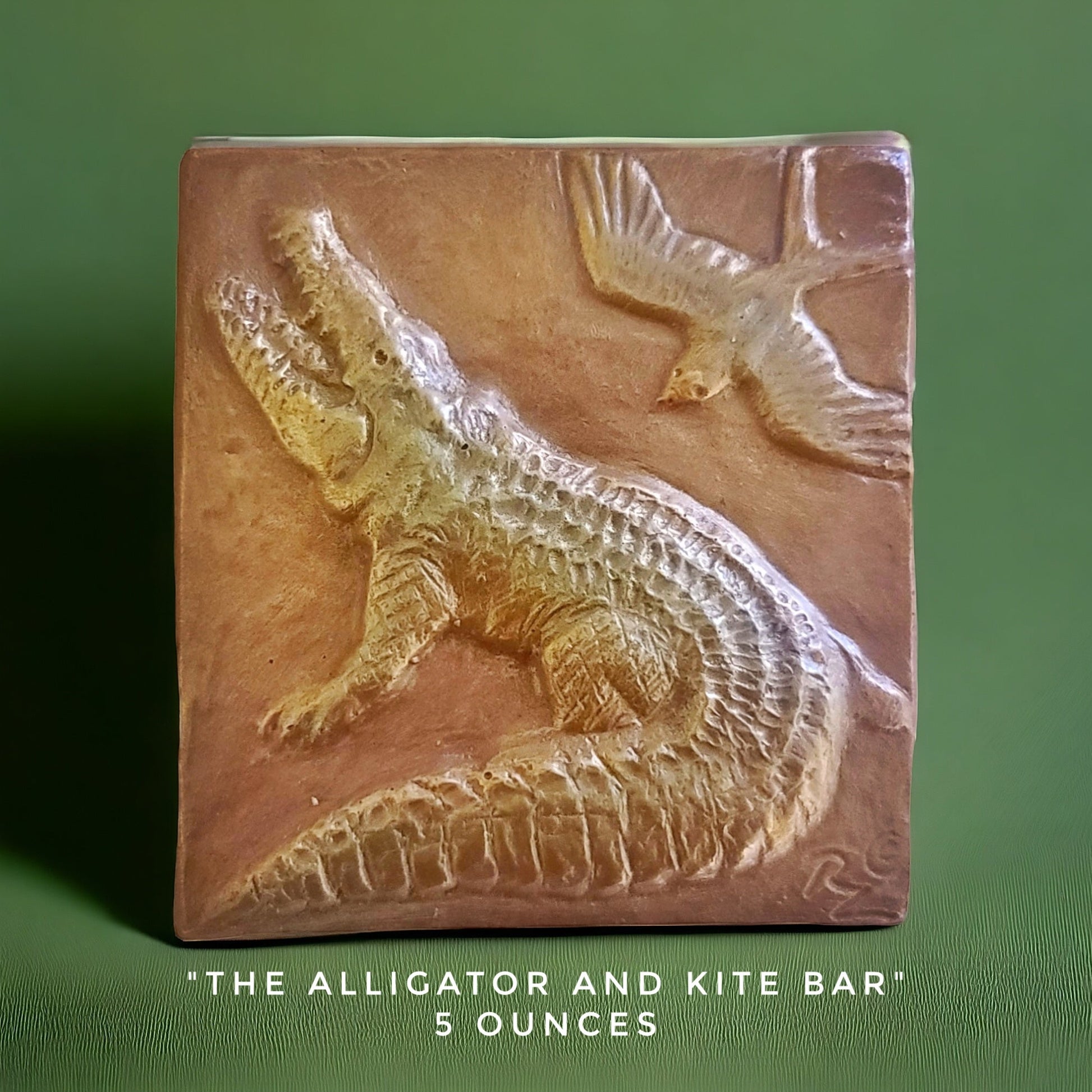 Decorative chocolate bar with an alligator and kite design, made locally in Bozeman, Montana