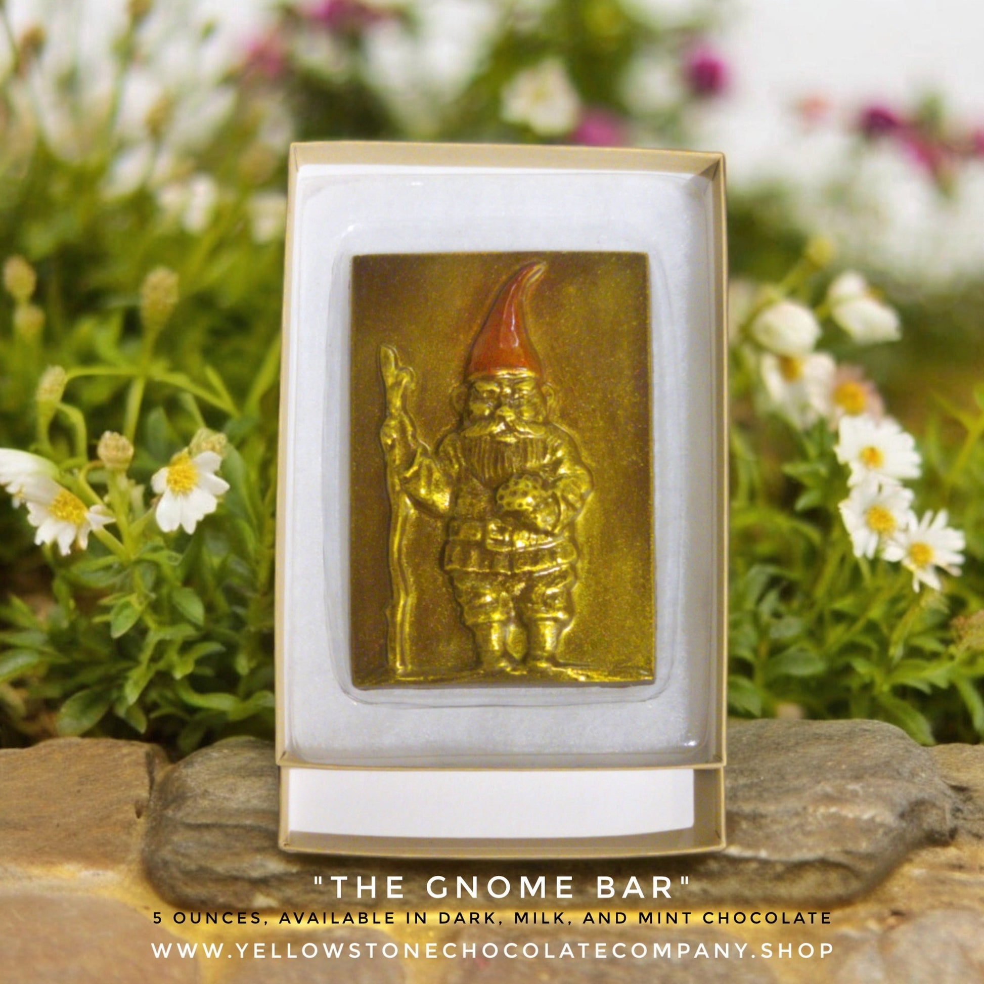 Handcrafted gnome chocolate bar made in Bozeman, Montana
